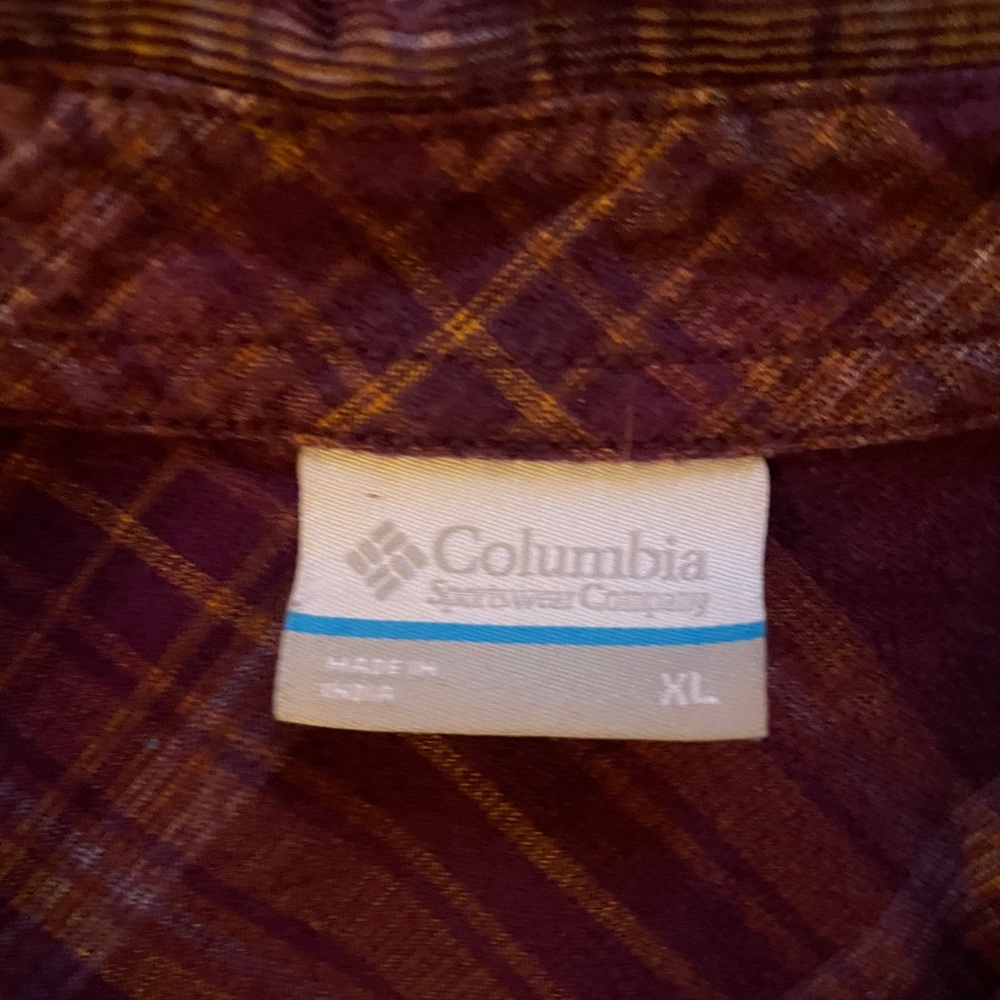 Columbia Burgundy and Orange Plaid Shirt size XL‎ - Picture 2 of 10